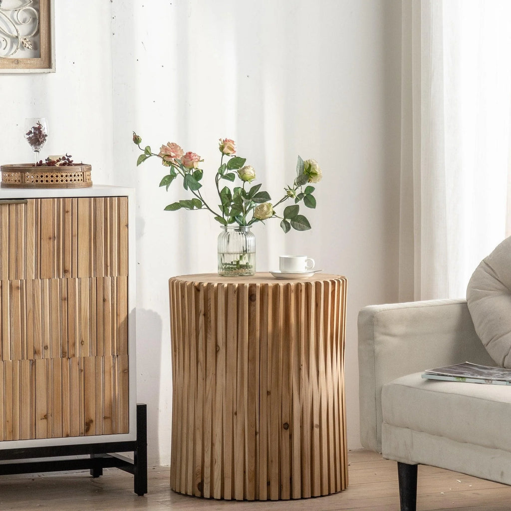 Cylindrical Coffee Table with Vertical Texture U135