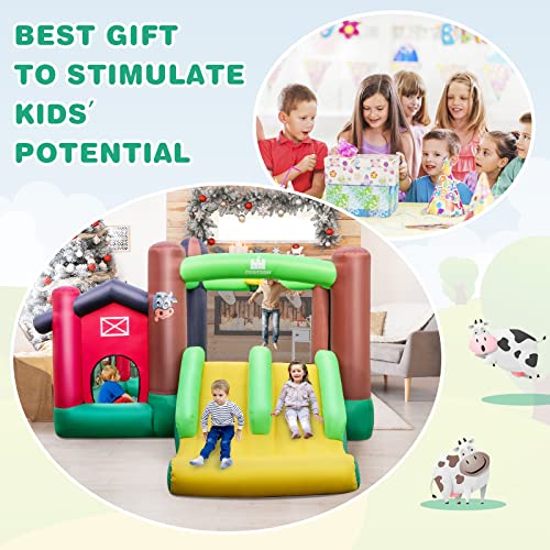 Farm Themed Inflatable Bounce House with Dual Slides and Ball Pit Q8927