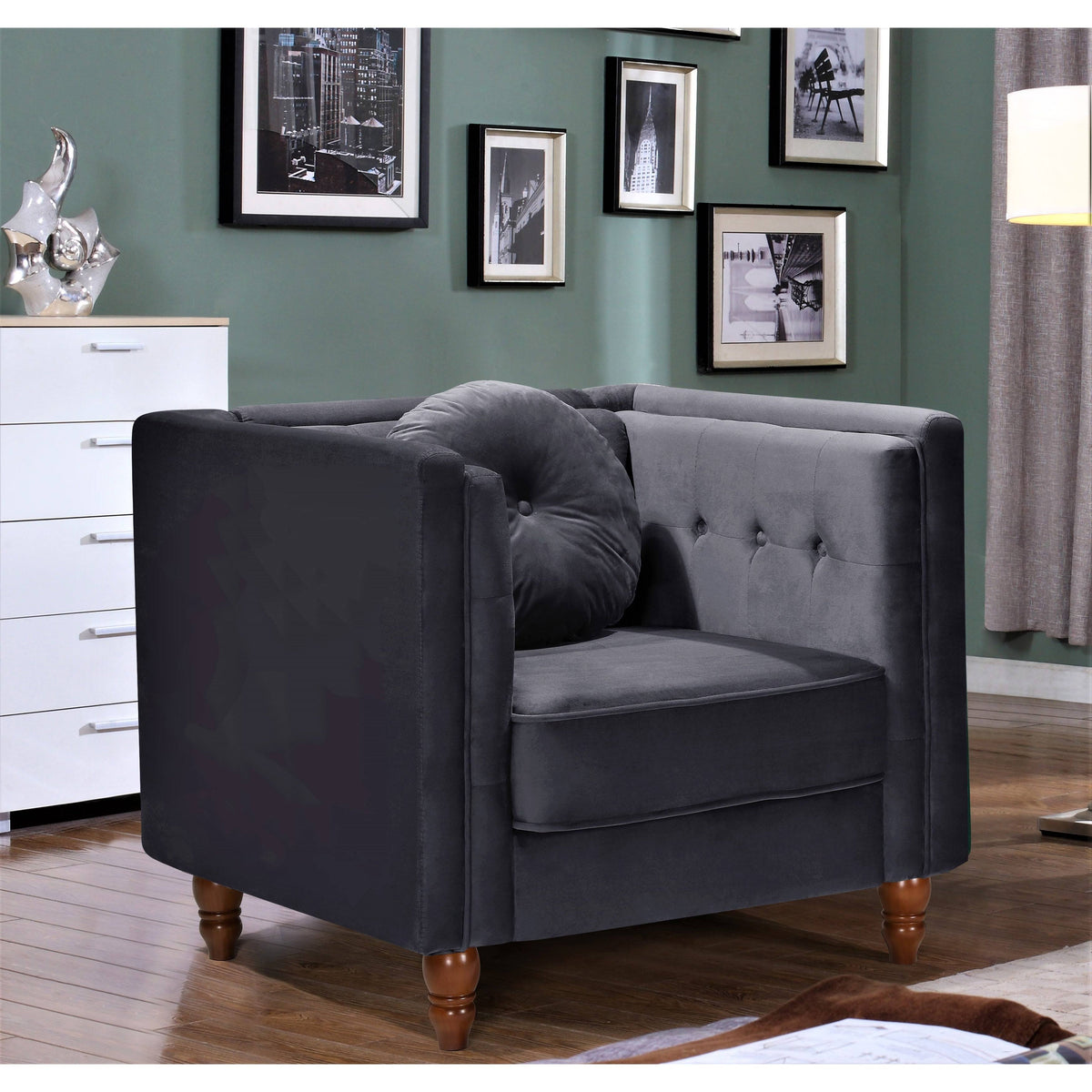 Grey Chesterfield Chair Y97068