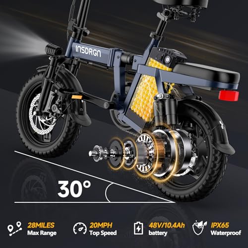 20MPH Dual-Seat Folding Electric Bike with 499Wh Removable Battery N80560