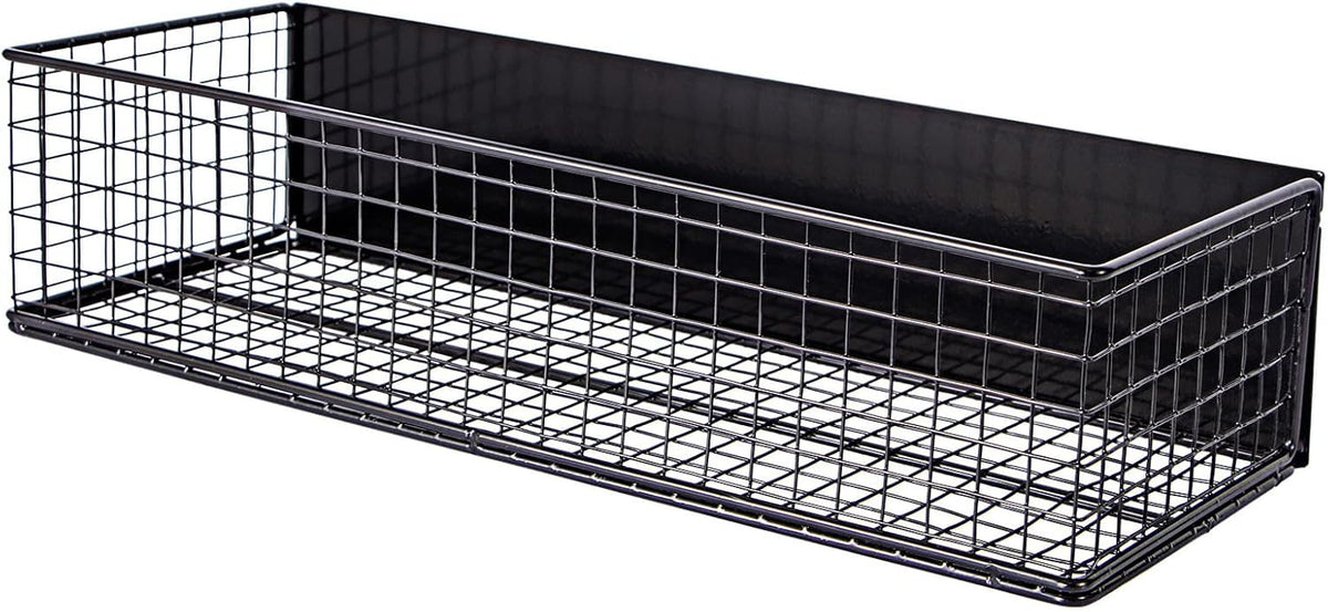 Black Magnetic Wire Mesh Shelf, 13.77" x 5.11" x 3.26" X691934