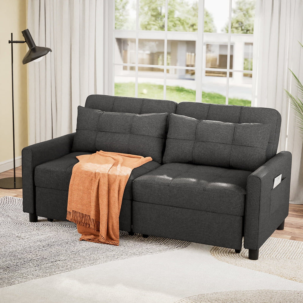 Gray Convertible Sofa Bed V116