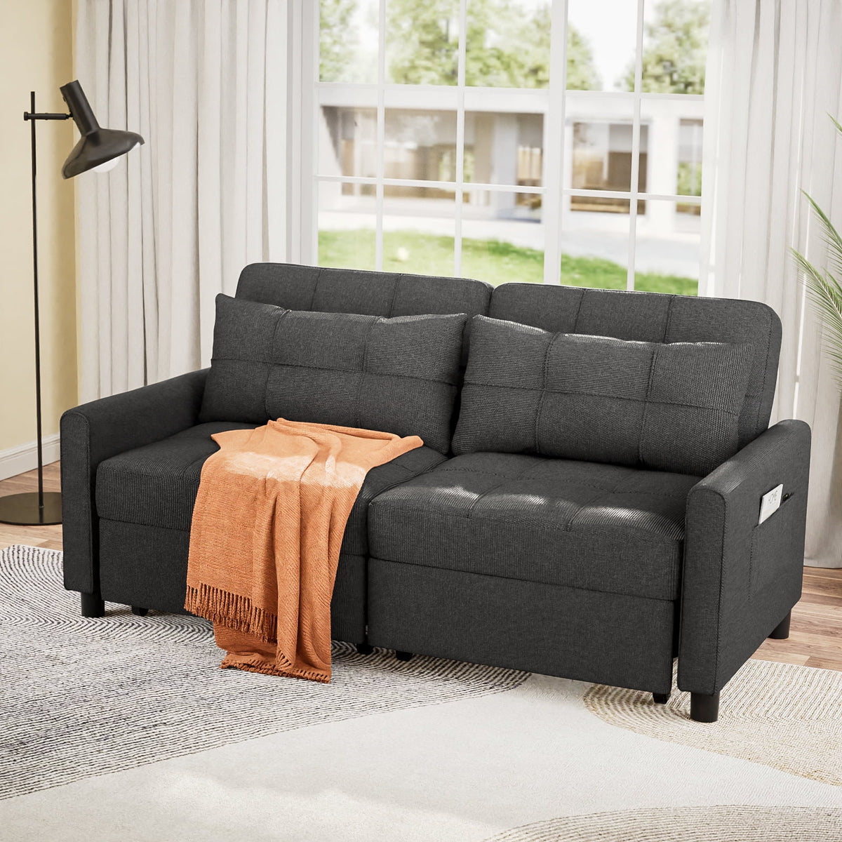 Gray Convertible Sofa Bed V116