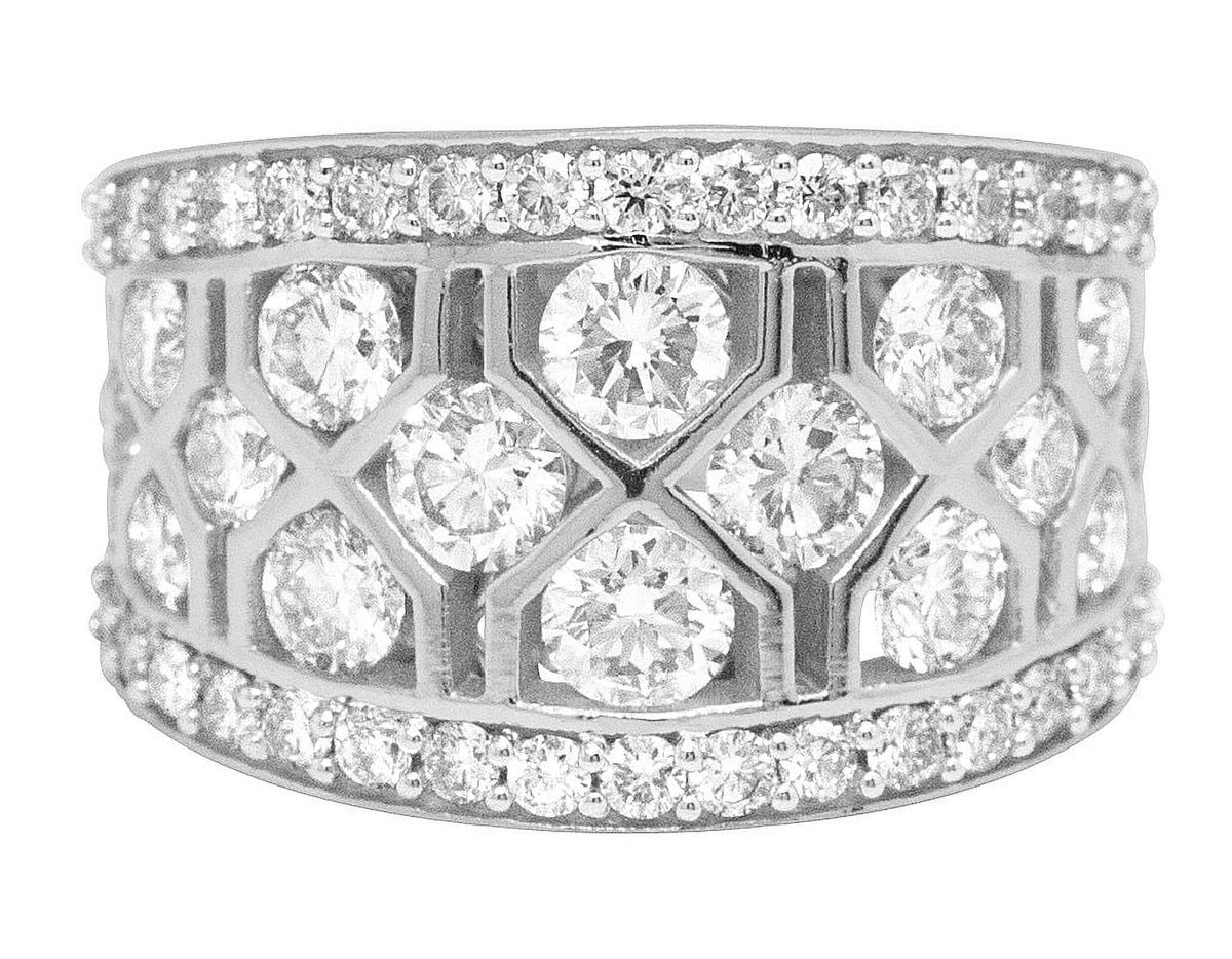 Geometric Mesh Diamond Band Ring L691