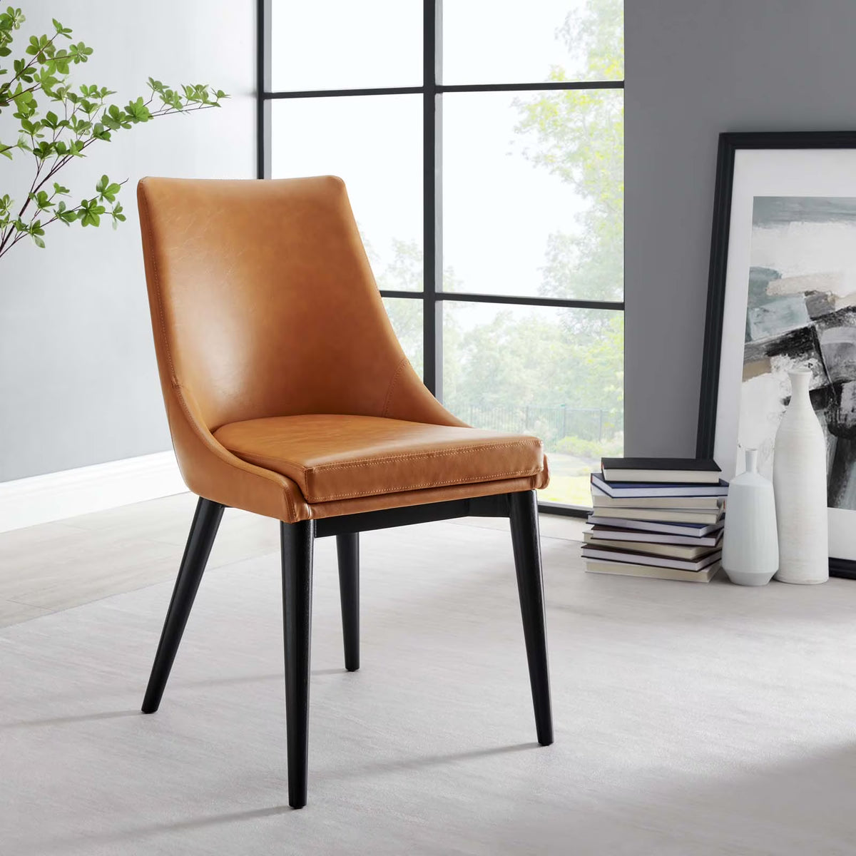 Tan Vegan Leather Dining Chair R71719