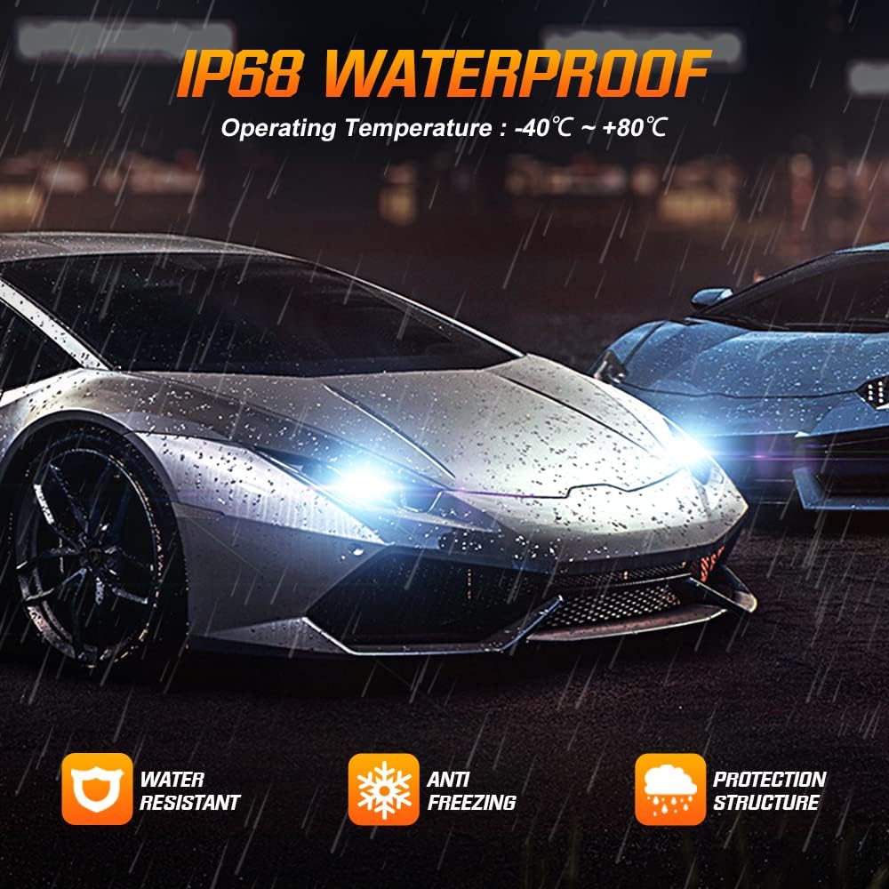 H13 9008 LED Headlight Bulbs, 22000LM 120W, 6500K Cool White IP68 Waterproof, Pack of 2 D998059