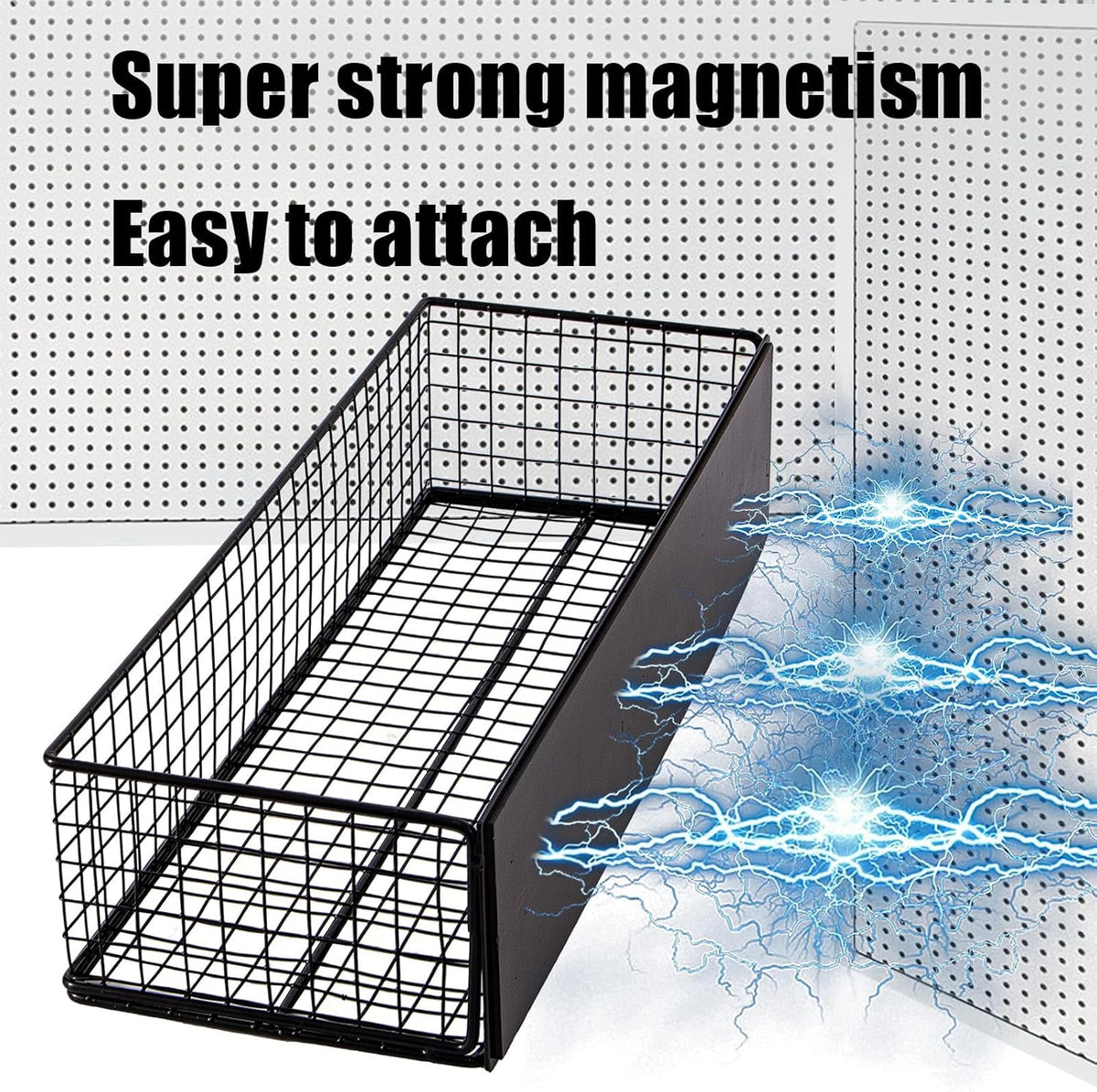 Black Magnetic Wire Mesh Shelf, 13.77" x 5.11" x 3.26" X691934