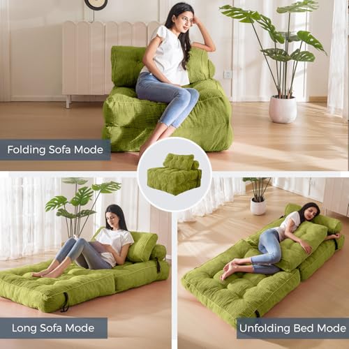 Folding Sofa Bed Convertible Sleeper Chair with Pillow Dark Grey E991385