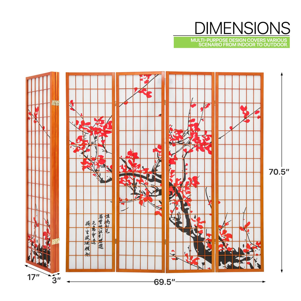 5.8 ft Tall 4 Panel Wood Room Divider D303