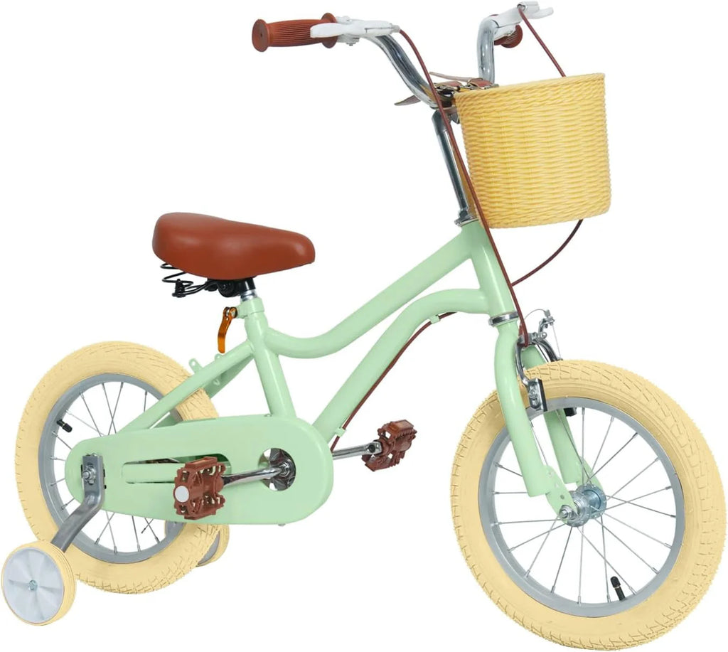 16 Inch Kids Bike with Handbrake Basket Training Wheels Yellow V585535