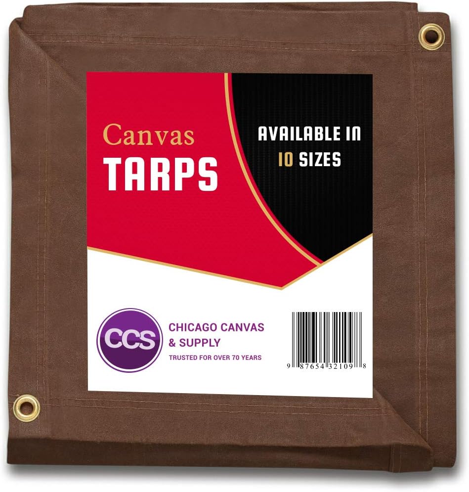 Waterproof Canvas Tarp with Grommets, Brown, 6 by 8 Feet Pack of 2 O235124