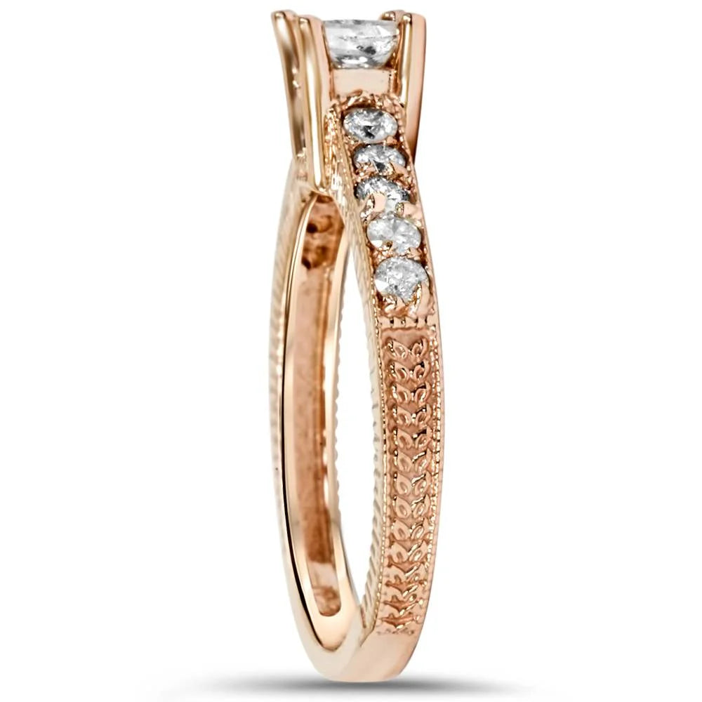 14K Rose Gold Princess Cut Diamond Engagement Ring D64431