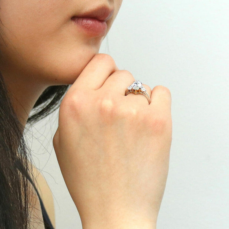 14K White Gold Moissanite Diamond Engagement Ring H118