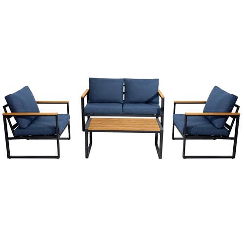 4 Pieces Metal Patio Furniture Set with Coffee Table Y60532