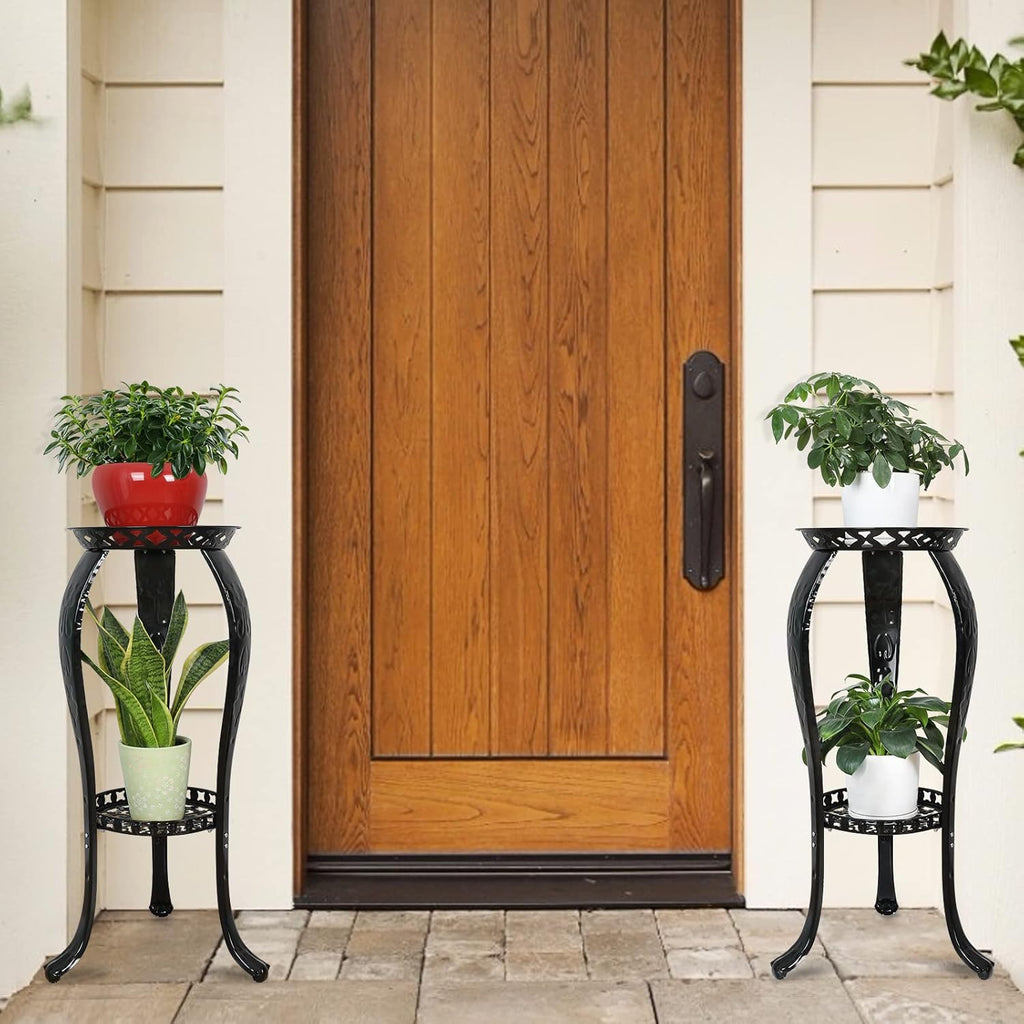 2-Pack Black Metal Plant Stand A1196