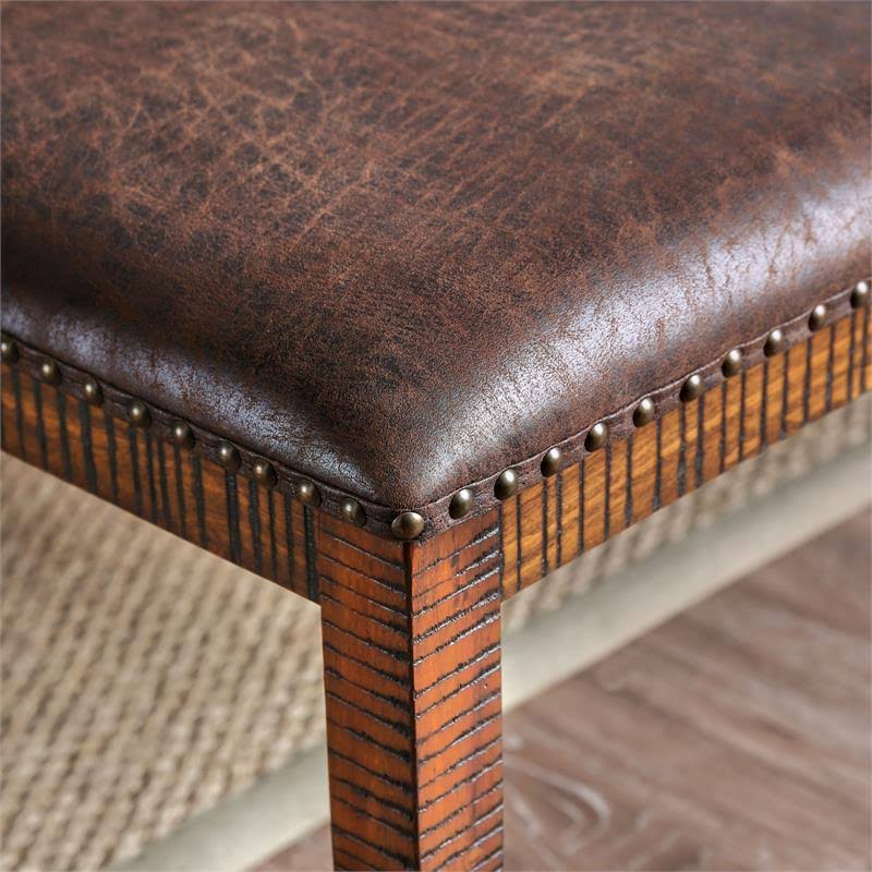 Solid Wood Counter Height Bench in Dark Oak I5519