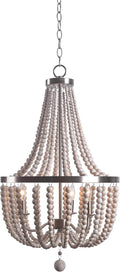 3 Lt Wood Bead Chandelier G664013