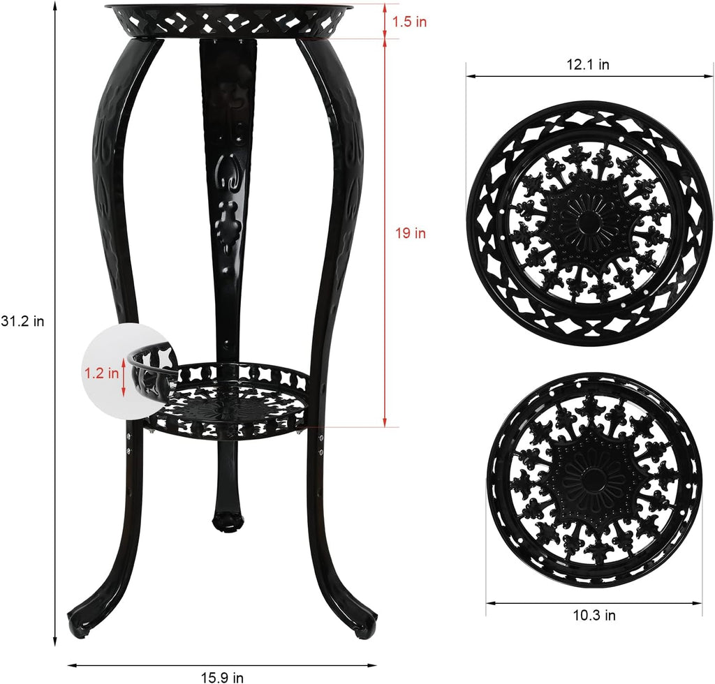 2-Pack Black Metal Plant Stand A1196