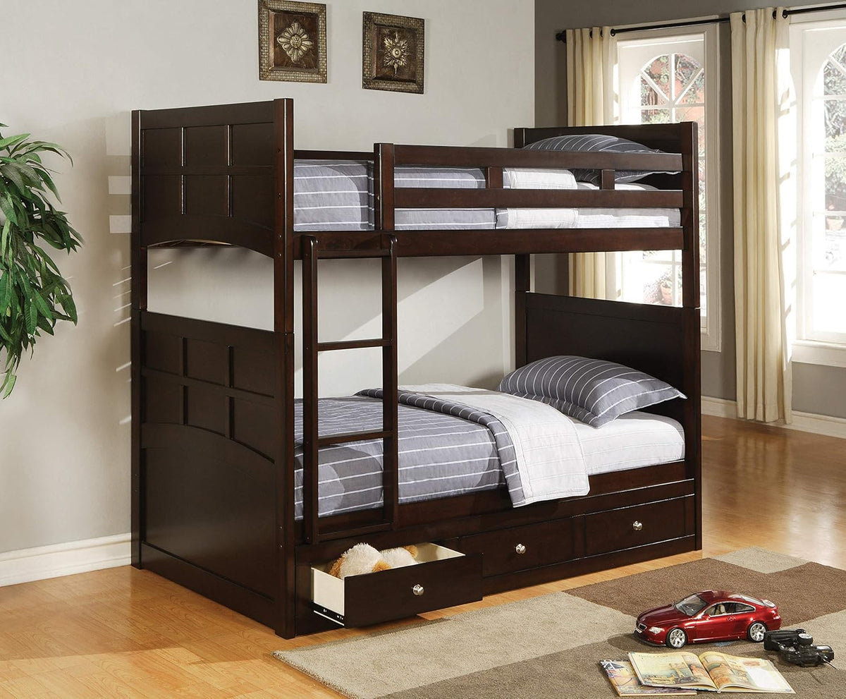 Cappuccino Twin Over Twin Bunk Bed X6724