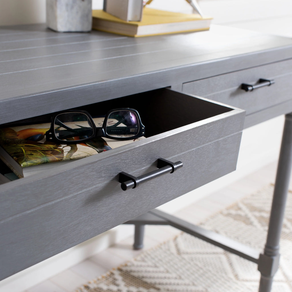 White Washed Grey 2-Drawer Writing Desk A34406