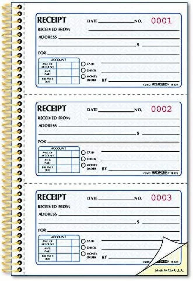 Money Receipt Book, 225 Numbered Duplicates L637