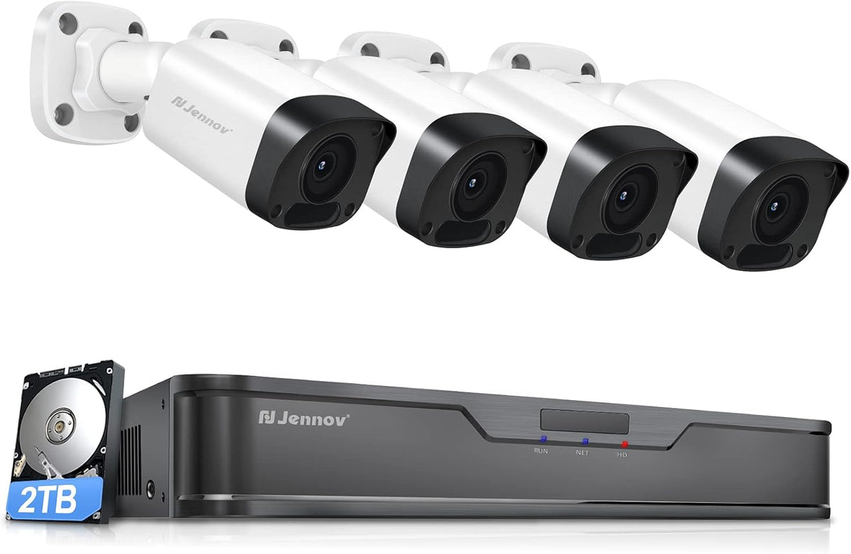 4K PoE Security Camera System with 4TB Hard Drive, 8pcs Wired 8MP Outdoor PoE IP Cameras, 8CH NVR Kit Y941