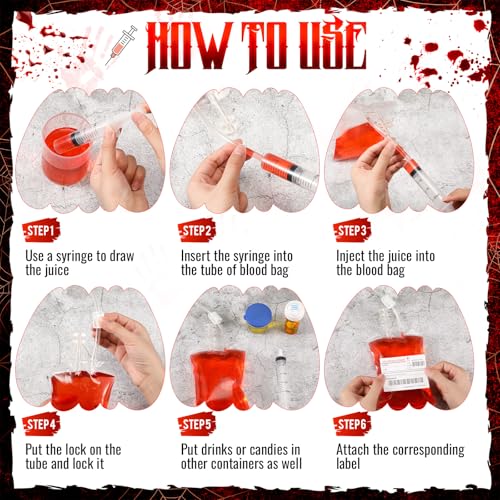 84 Pcs Halloween Party Supplies Empty Pill Bottle Blood Bag Specimen Cup Urine Sample Jar 20 ml Plastic Syringe with Sticky Label Z827