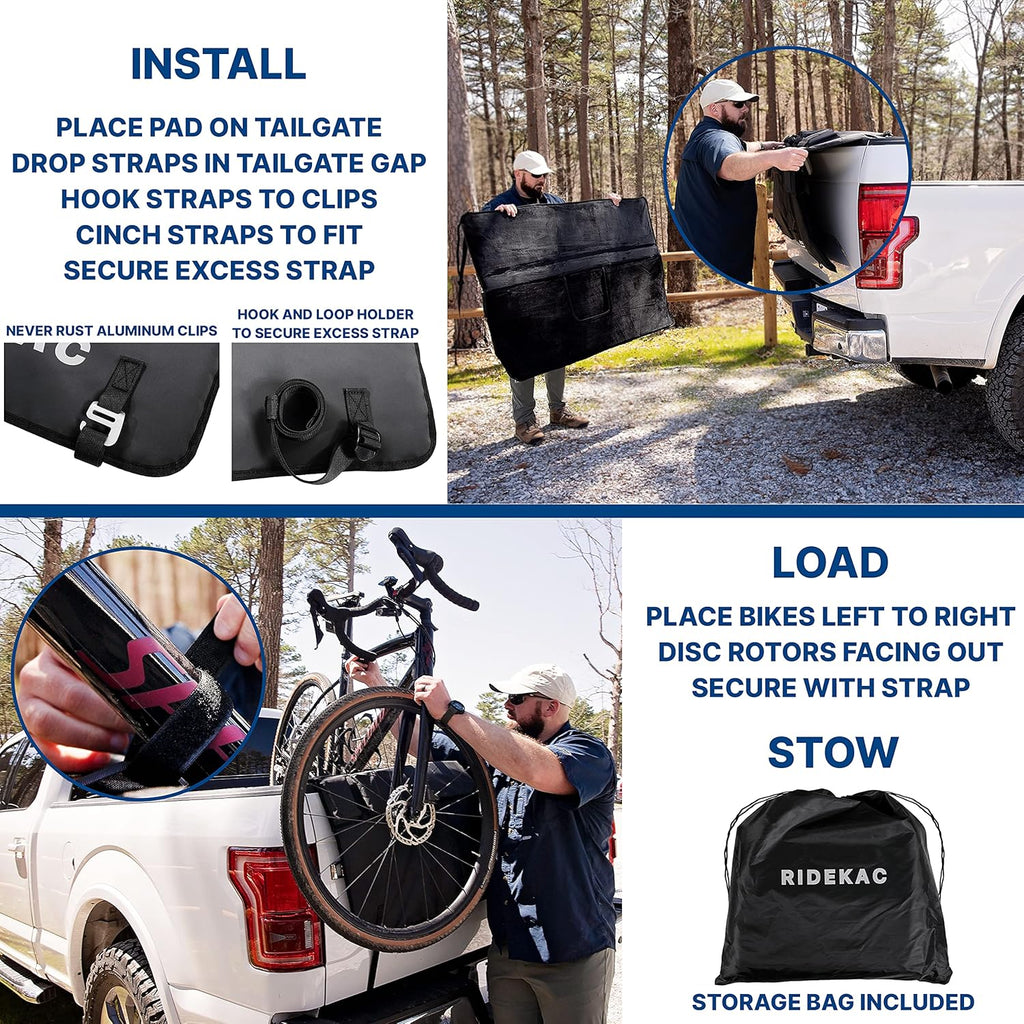 Bike Tailgate Pad with 2 Storage Pockets, 62, Up to 6 Bike Capacity L9591