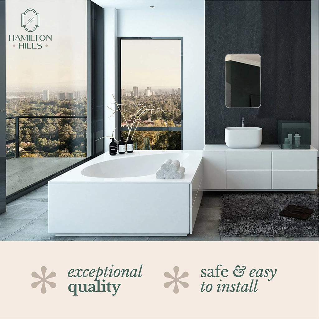 Contemporary Brushed Metal Wall Mirror B397