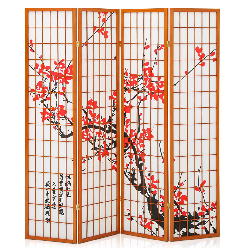 5.8 ft Tall 4 Panel Wood Room Divider D303