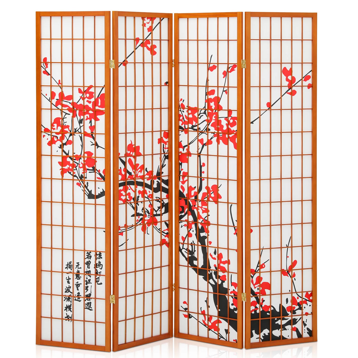 5.8 ft Tall 4 Panel Wood Room Divider D303
