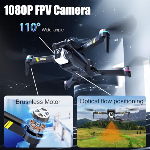 1080p Brushless Drone with Camera, 2 Batteries N105