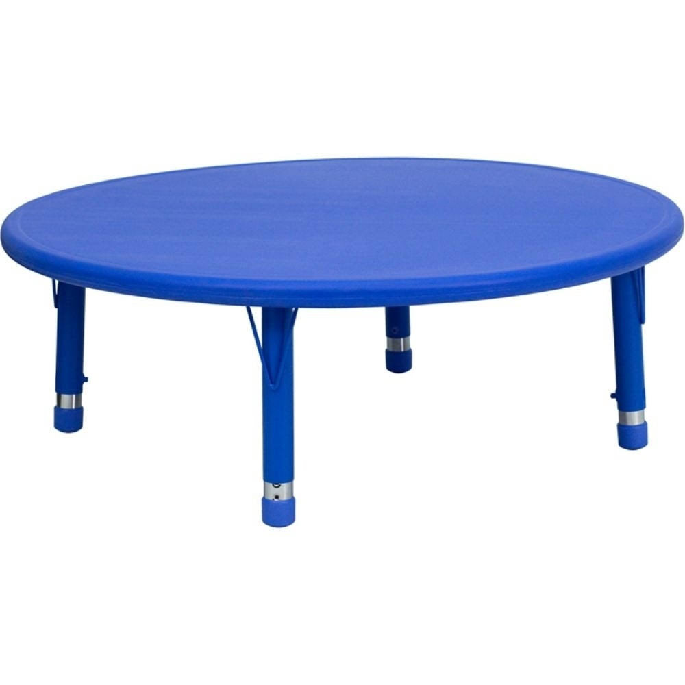 45'' Round Height Adjustable Blue Plastic Activity Table Y758