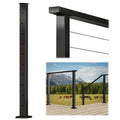 Black Powder Coated Stainless Steel Square Flat Top Cable Railing Post T19331