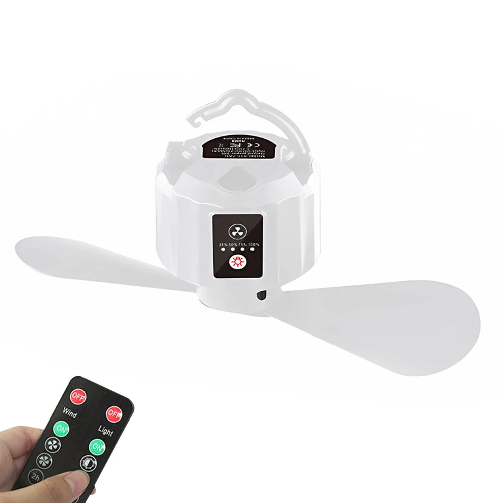 USB Rechargeable Portable Ceiling Hung Fan with Remote Controller W9867