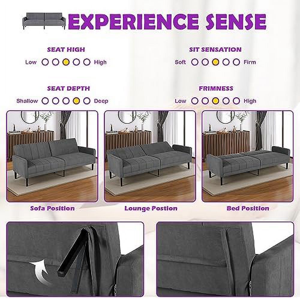 Button Tufted Upholstered Sofa Couch with 2 USB Charging Ports G2746