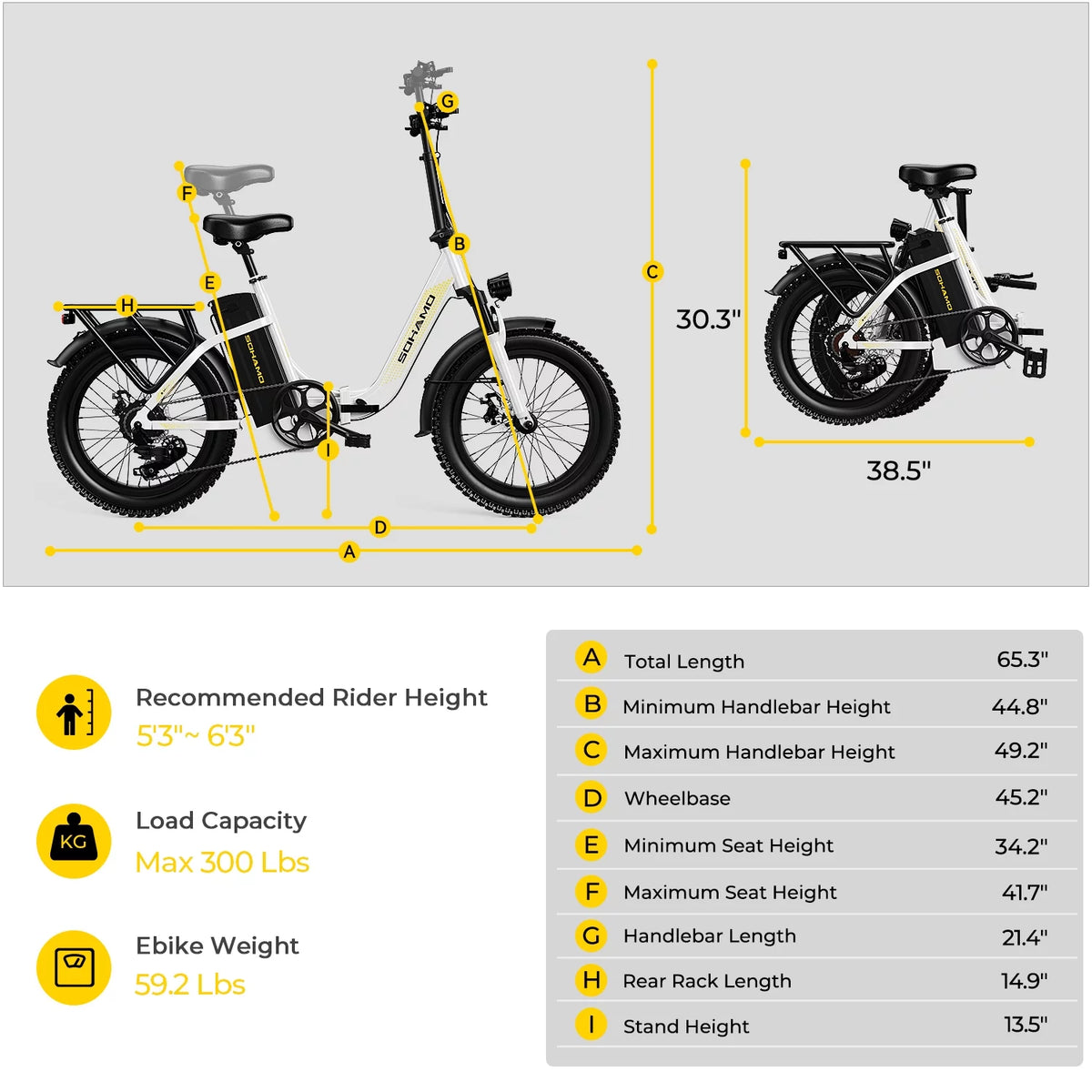 48V 15AH 750W Folding Electric Bike 20" Fat Tire E8692