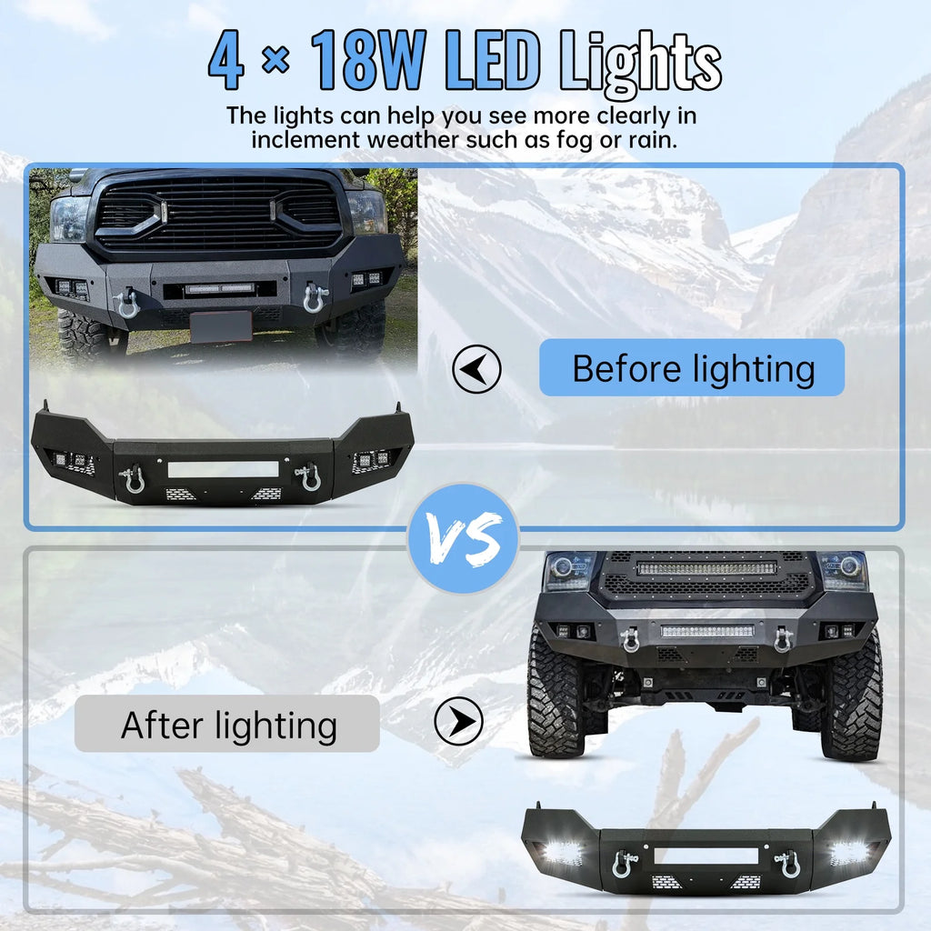 Front Bumper with D-Ring LED Fog Light H293