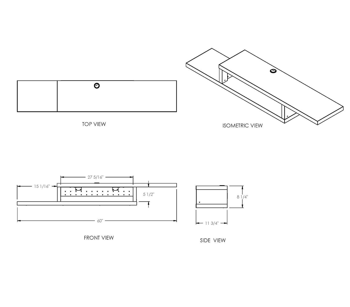 60inch Skyline Walnut Wall Mounted TV Console E328286