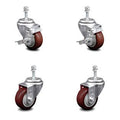 3 inch Maroon Polyurethane Swivel Caster Set C357018
