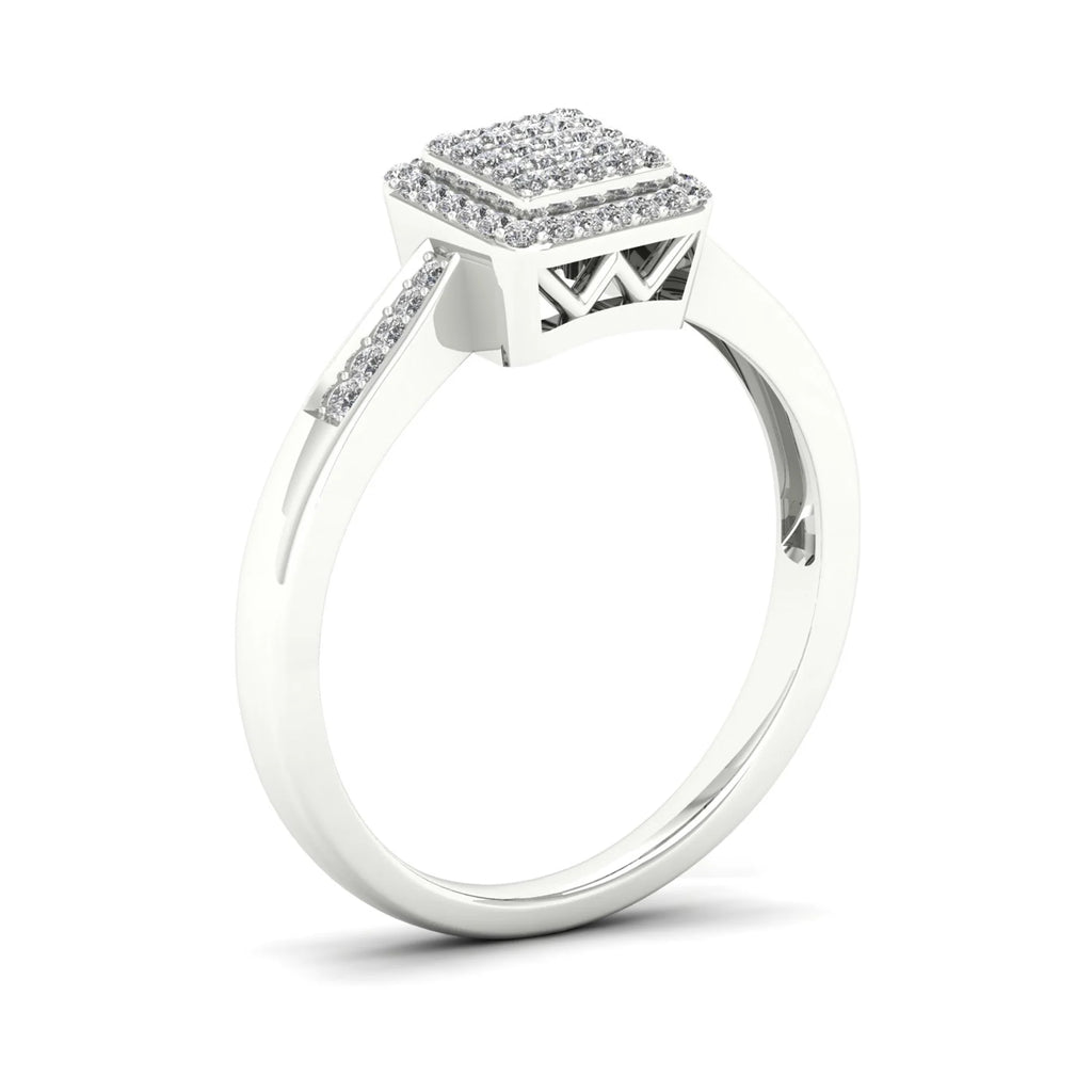 Sterling Silver Square Shape Engagement Ring Y751006
