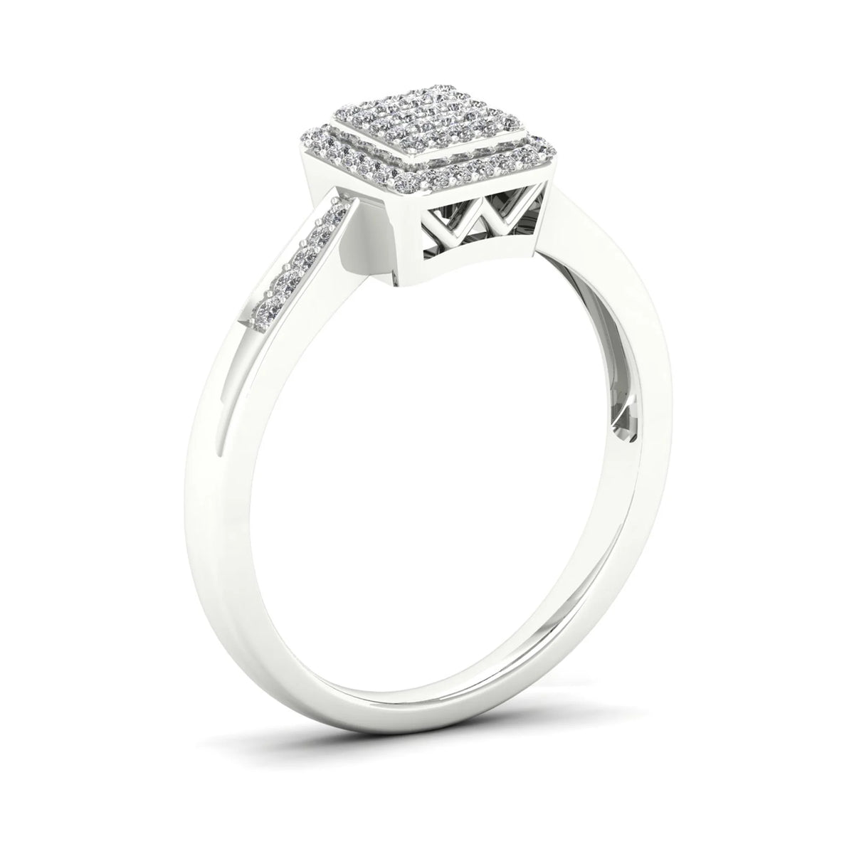 Sterling Silver Square Shape Engagement Ring Y751006