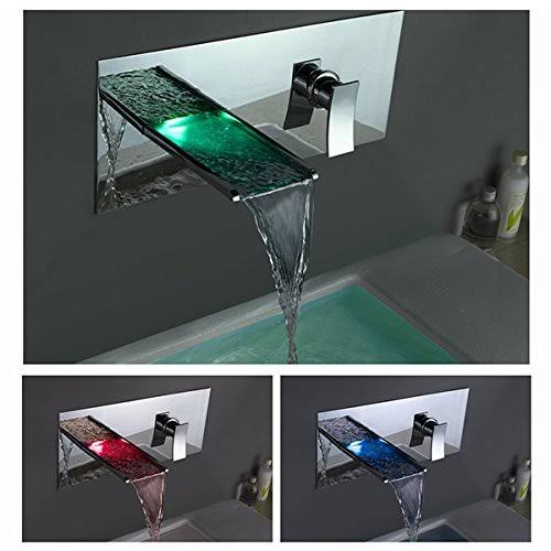 Chrome Finish LED Waterfall Bathroom Faucet R454