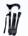 Black Folding Adjustable Height Cane with Aluminum Shaft A852889