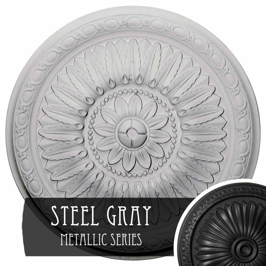 24 inch x 1 5/8 inch Hand-Painted Steel Gray Ceiling Medallion K682781