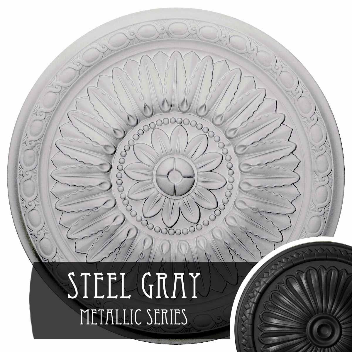 24 inch x 1 5/8 inch Hand-Painted Steel Gray Ceiling Medallion K682781