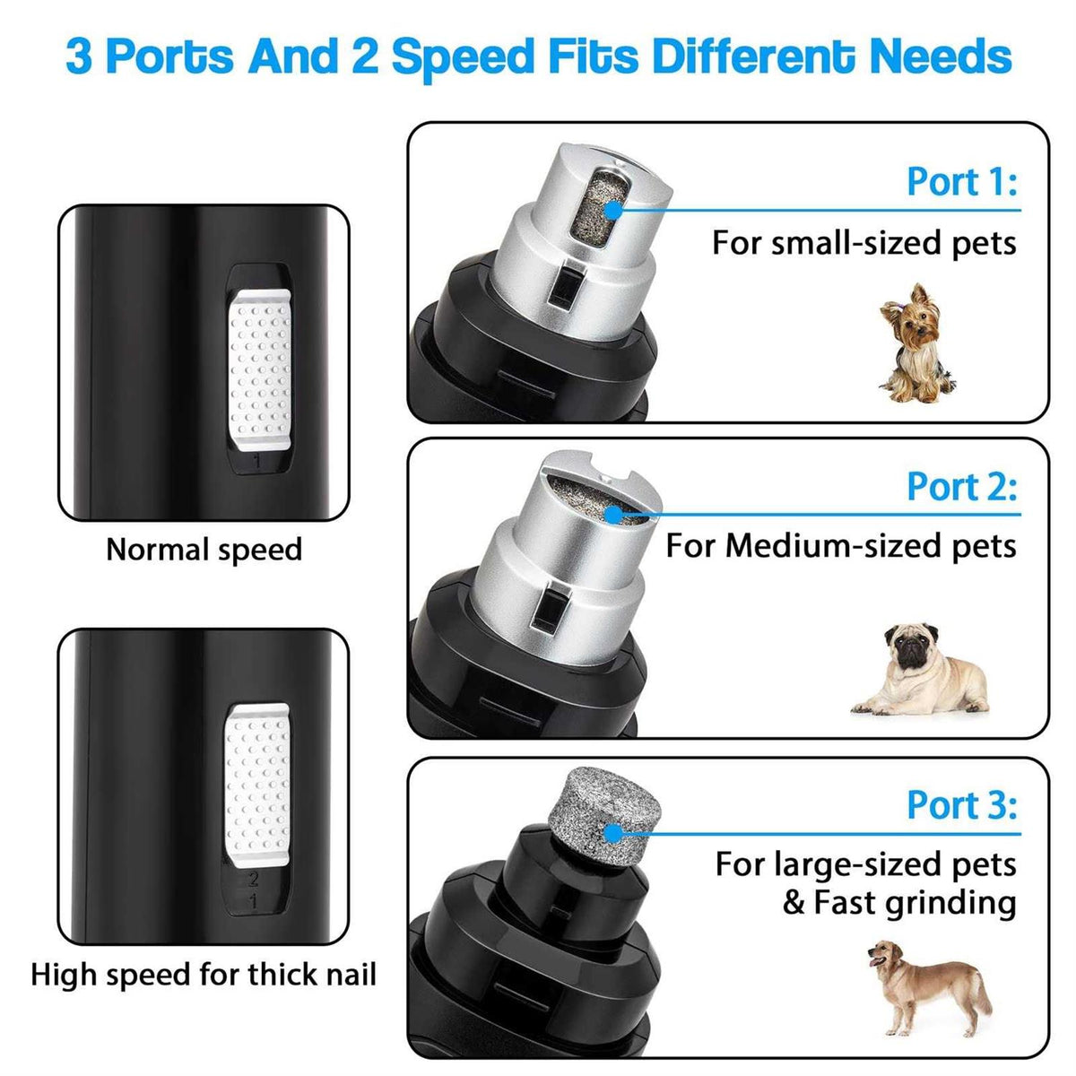 2-Speed Electric Rechargeable Pet Nail Grinder F311