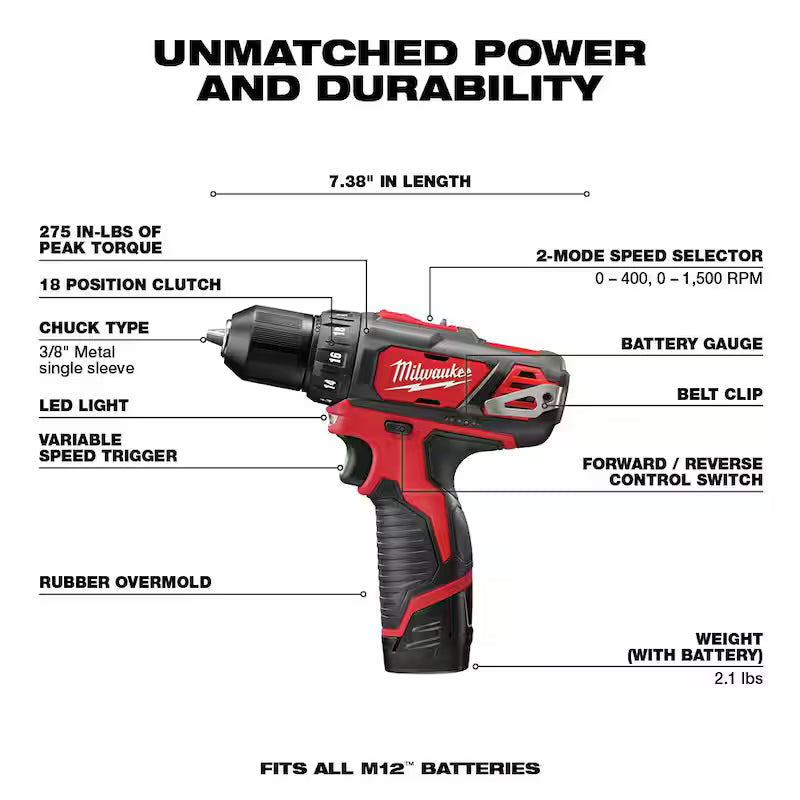12V Cordless Drill Driver/Impact Driver Combo Kit with 23-Piece Titanium Drill Bit Set Q126740