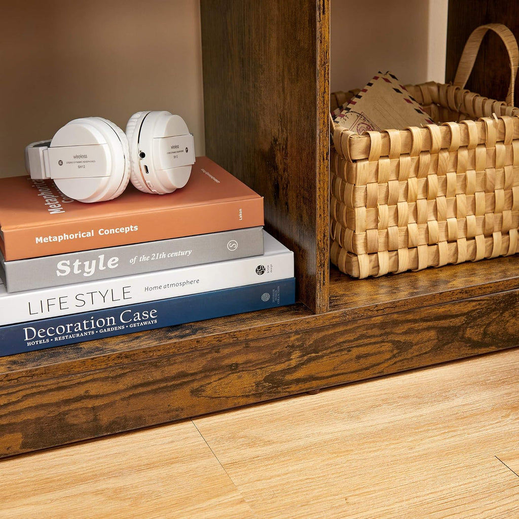 Rustic Brown Bookshelf with Cubbyholes I8732