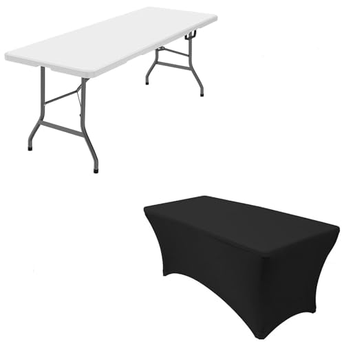 White 4 ft Portable Folding Table with Carrying Handle N46881